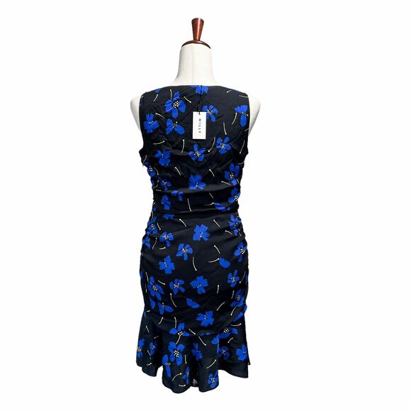 Milly NWT Butterfly Stretch Silk Pam Dress Size 4 Women's Ruched‎ Sheath Blue - Picture 4 of 14